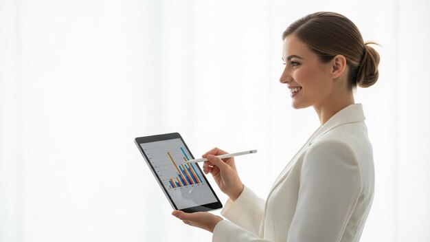 людина з планшетом і фінансові графіки